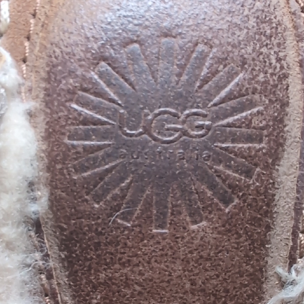 UGG Clogs Gael Women's Brown Suede Sheepskin Wedge Mules S/N 1934 Size 7 - Picture 2 of 7